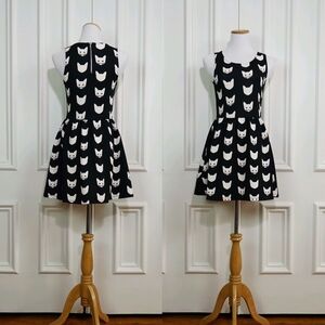 Chic Black Cat Print Dress